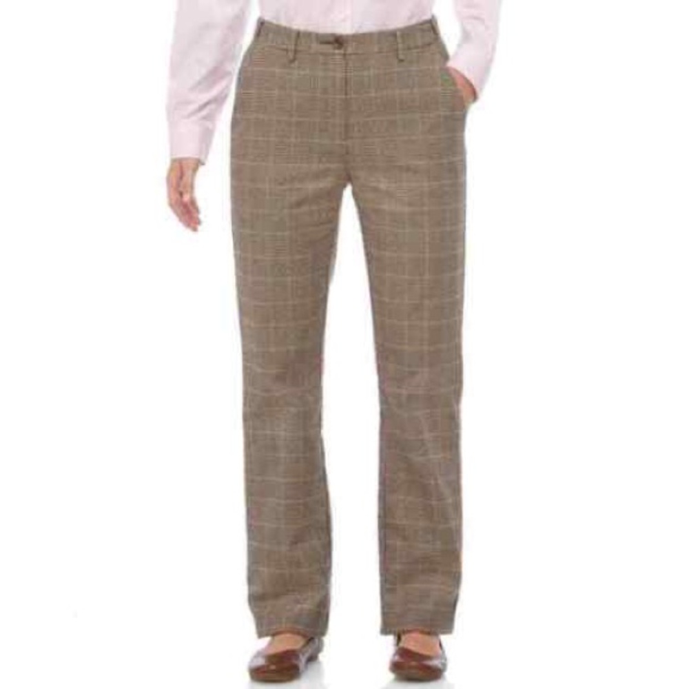 LL Bean Straight Leg Classic Fit plaid houndstooth pants